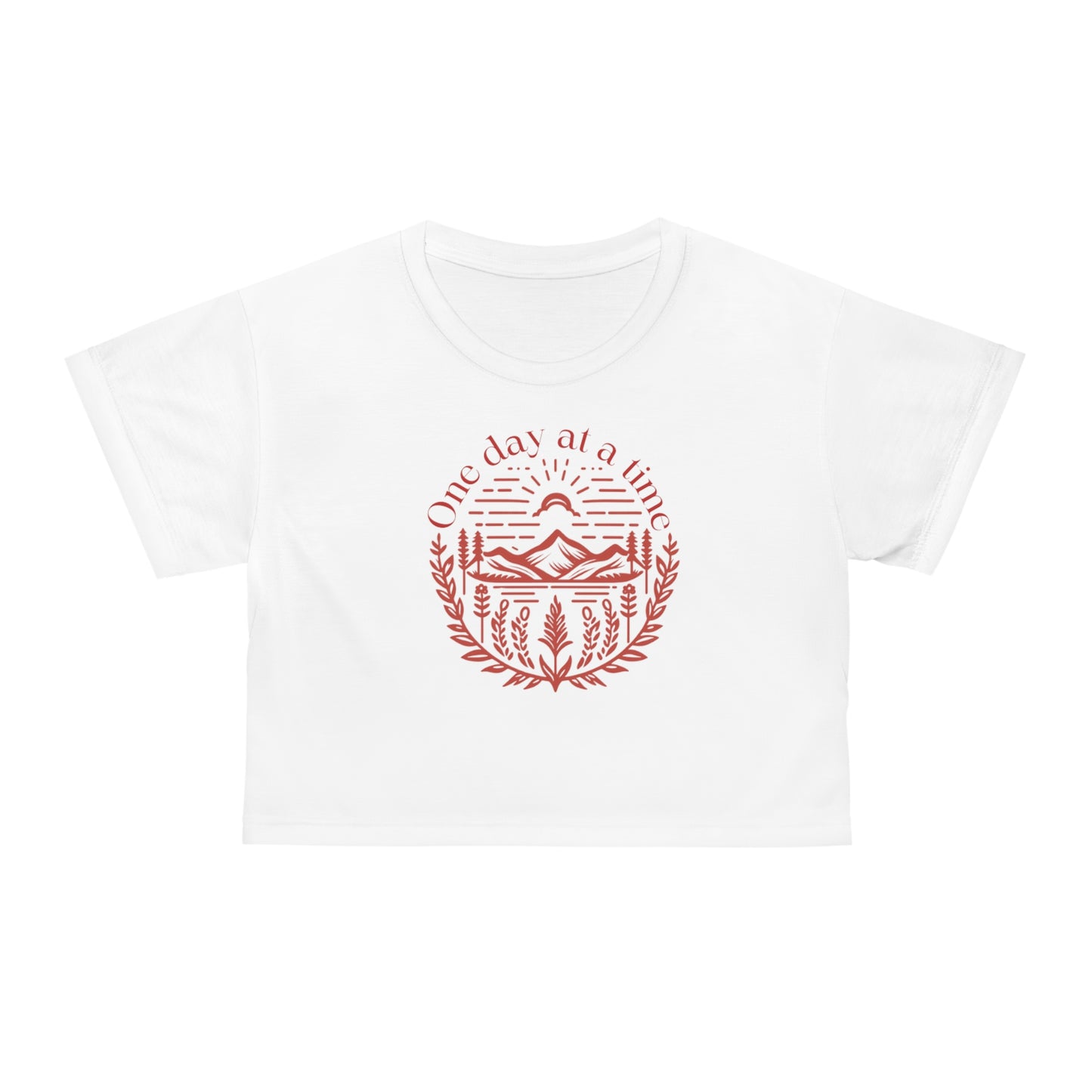 Imperium crop tee "One day at a time" mountains